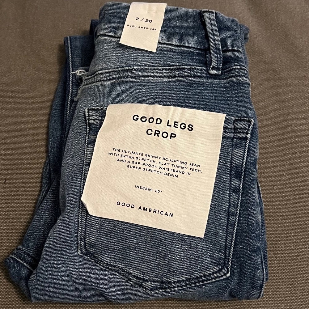 GOOD AMERICAN GOOD LEGS Crop Chewed Hem Skinny Jean NWT
